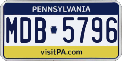 PA license plate MDB5796