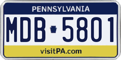 PA license plate MDB5801