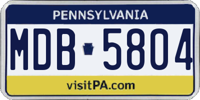 PA license plate MDB5804