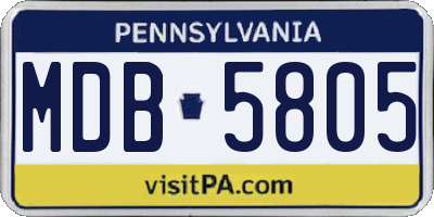 PA license plate MDB5805