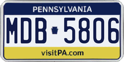 PA license plate MDB5806