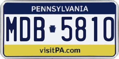 PA license plate MDB5810