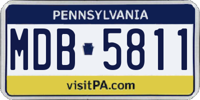 PA license plate MDB5811
