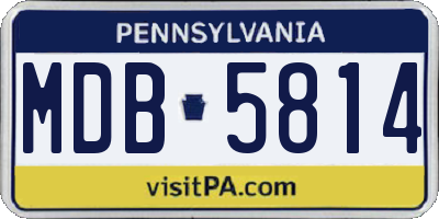 PA license plate MDB5814
