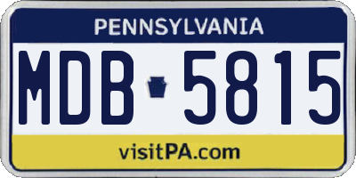 PA license plate MDB5815