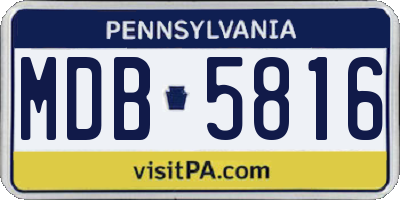 PA license plate MDB5816