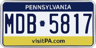 PA license plate MDB5817