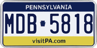 PA license plate MDB5818