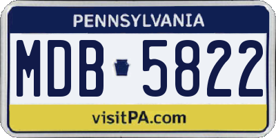 PA license plate MDB5822