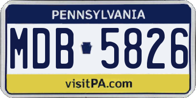 PA license plate MDB5826