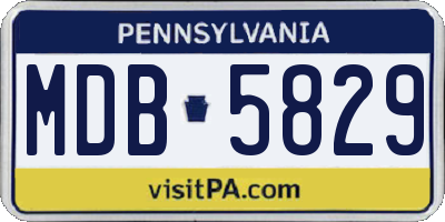 PA license plate MDB5829