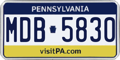 PA license plate MDB5830