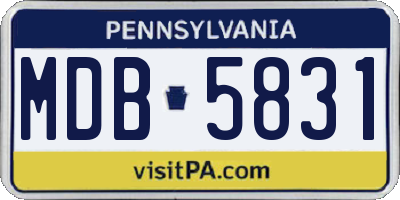 PA license plate MDB5831