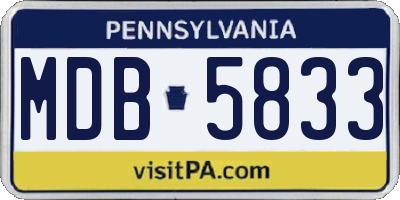 PA license plate MDB5833