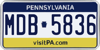 PA license plate MDB5836