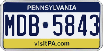 PA license plate MDB5843