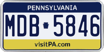 PA license plate MDB5846