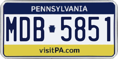 PA license plate MDB5851