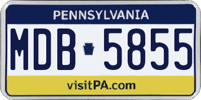 PA license plate MDB5855