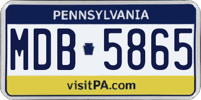 PA license plate MDB5865