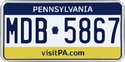 PA license plate MDB5867