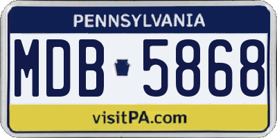 PA license plate MDB5868