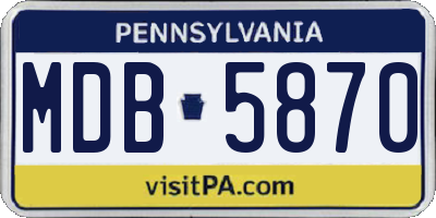 PA license plate MDB5870