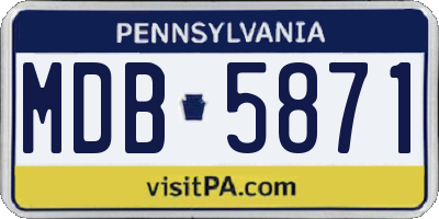 PA license plate MDB5871