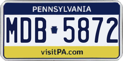 PA license plate MDB5872