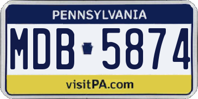 PA license plate MDB5874