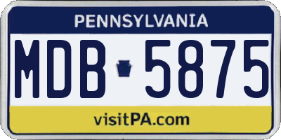 PA license plate MDB5875