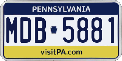 PA license plate MDB5881