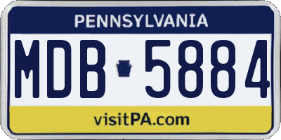 PA license plate MDB5884