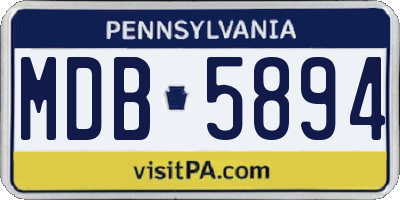 PA license plate MDB5894