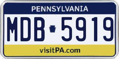 PA license plate MDB5919