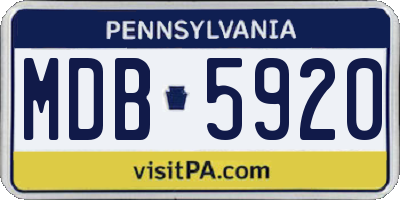 PA license plate MDB5920