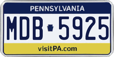 PA license plate MDB5925