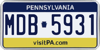 PA license plate MDB5931