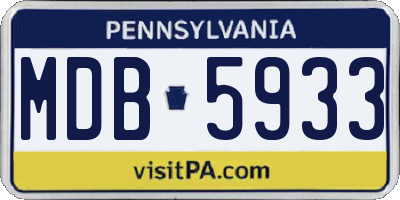 PA license plate MDB5933