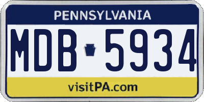 PA license plate MDB5934