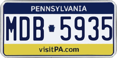 PA license plate MDB5935