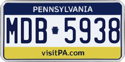 PA license plate MDB5938