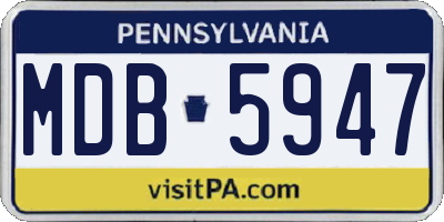 PA license plate MDB5947