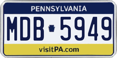 PA license plate MDB5949