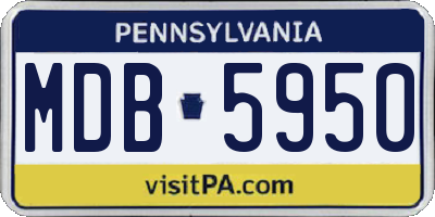 PA license plate MDB5950