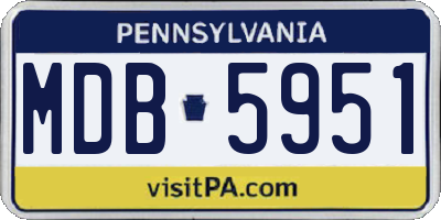 PA license plate MDB5951