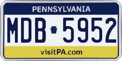 PA license plate MDB5952