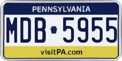 PA license plate MDB5955