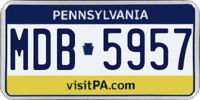 PA license plate MDB5957