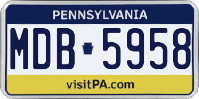 PA license plate MDB5958